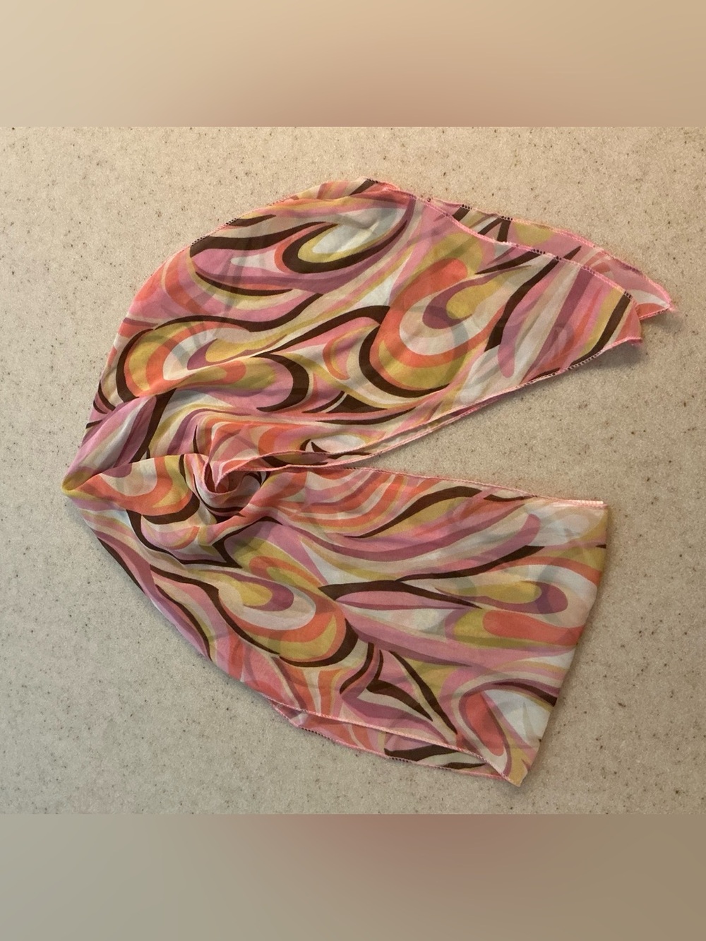 Silky Abstract Swirl Pink Multi Scarf
